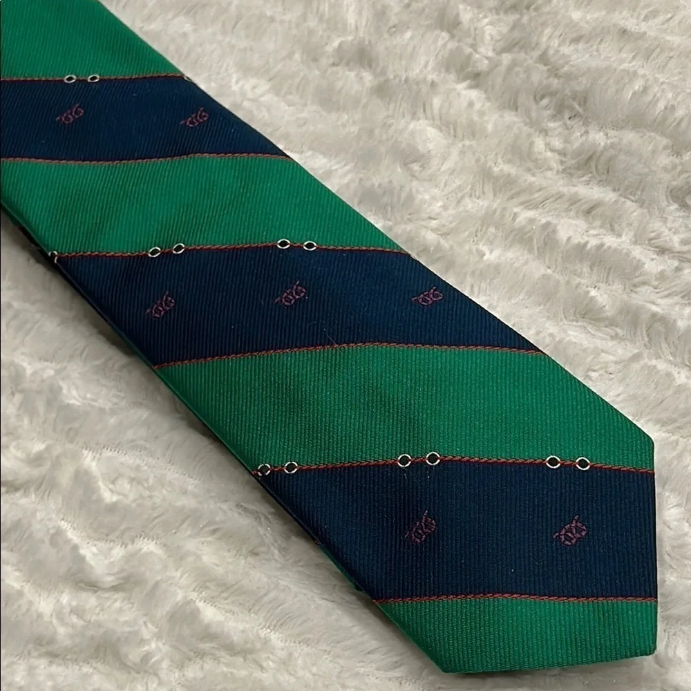 Vintage bill blass Green and Blue striped Silk Tie men’s one size